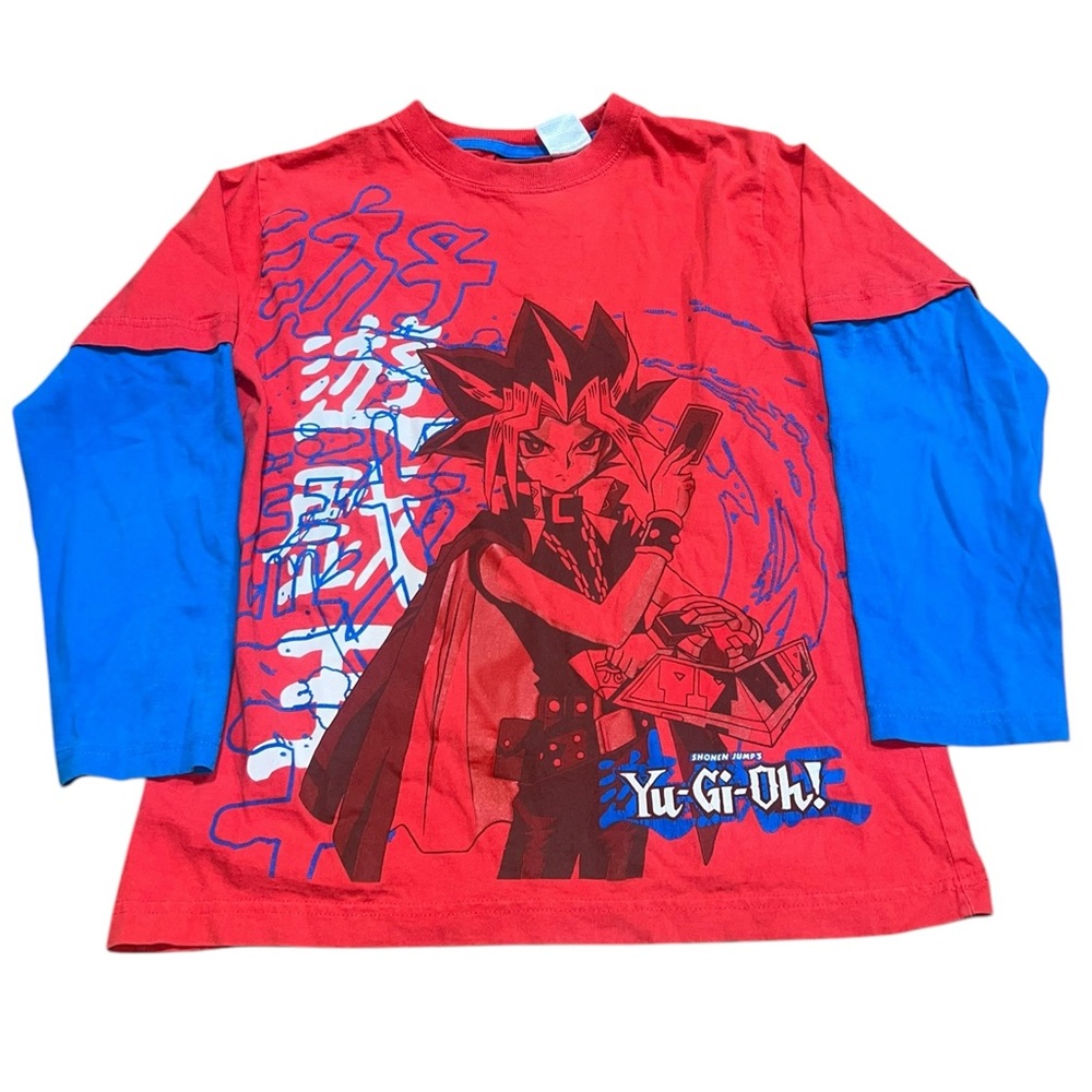 VTG 1996 Yu-Gi-Oh! Long Sleeve Shirt Size Youth 10/12 Yugi Red Blue